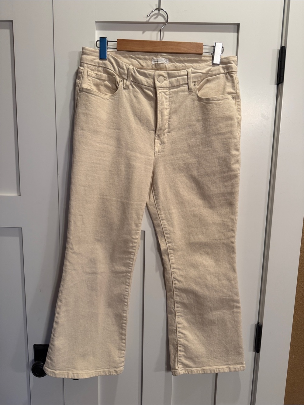 Good American Cream Wide-Leg Jeans